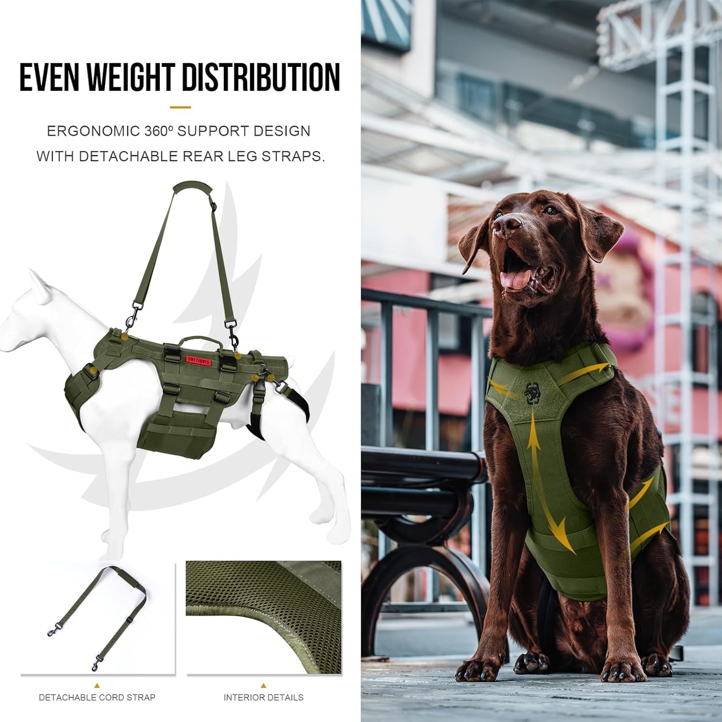 Boost Your Dog's Mobility with the Ultimate Lift Harness! Support for Large Dogs in Olive (XL) 🐾💚