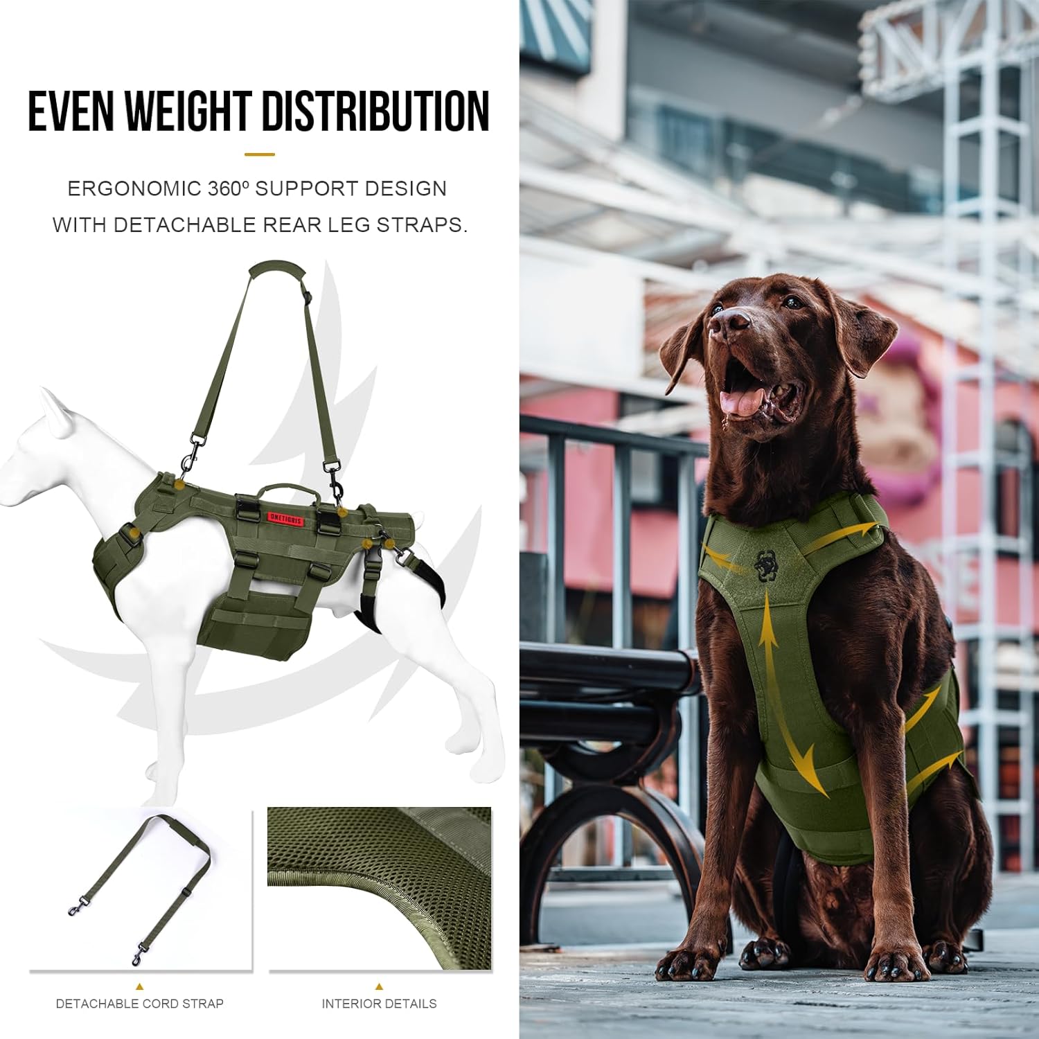 Boost Your Dog's Mobility with the Ultimate Lift Harness! Support for Large Dogs in Olive (XL) 🐾💚